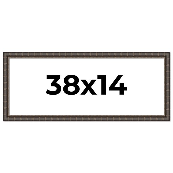 38x14 Frame Black Bamboo Solid Wood Picture Frame Width 1.5 Inches | Interior Frame Depth 0.5