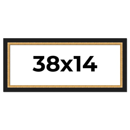 38x14 Frame Gold Real Wood Picture Frame Width 2.25 Inches | Interior Frame Depth 0.5 Inches |