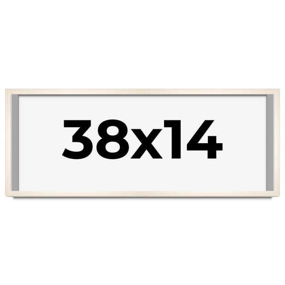 38x14 Frame White Wash Solid Wood Picture Frame | 0.75 Inch Moulding Width | Includes UV Acrylic
