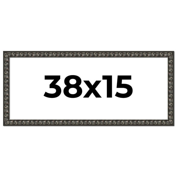 38x15 Frame Black-Brown Medieval Solid Wood Picture Frame | 1.5 Inch Moulding Width | Gotham