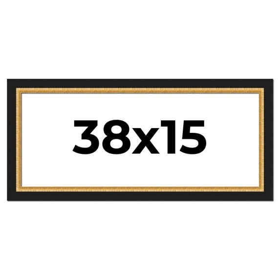 38x15 Frame Gold Real Wood Picture Frame Width 2.25 Inches | Interior Frame Depth 0.5 Inches |