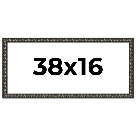 38x16 Frame Black-Brown Medieval Solid Wood Picture Frame | 1.5 Inch Moulding Width | Gotham