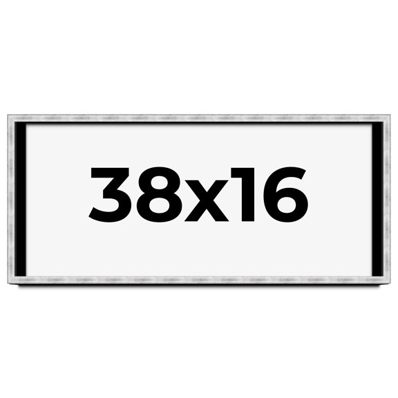 38x16 Frame Brushed Silver Solid Wood Picture Frame | 0.75 Inch Moulding Width | Rabbet Depth 0.75
