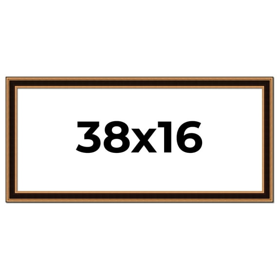 38x16 Frame Gold Brown Plein Air Vintage Solid Wood Picture Frame | 1.75 Inches Moulding Width |