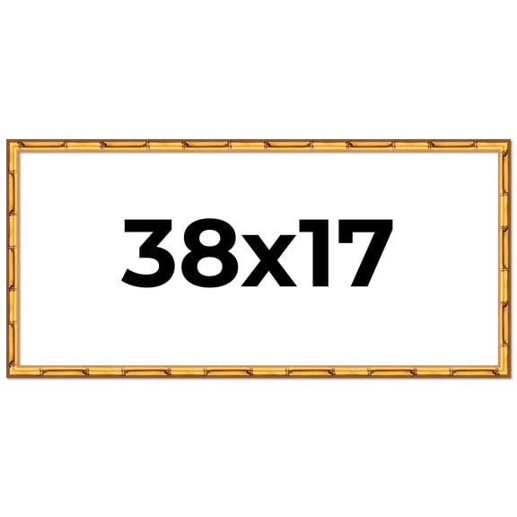 38x17 Frame Gold Bamboo Picture Frame - Complete Modern Photo Frame Includes UV Acrylic Shatter