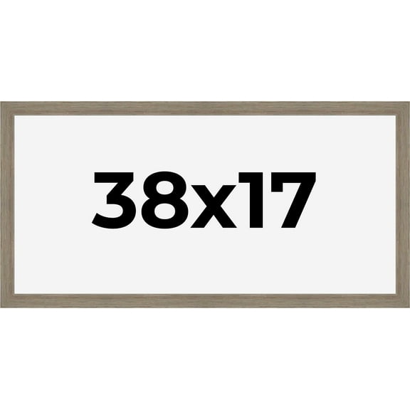 38x17 Frame Gray Barnwood Rustic Solid Wood Picture Frame | 1.5 Inch Moulding Width | Includes UV