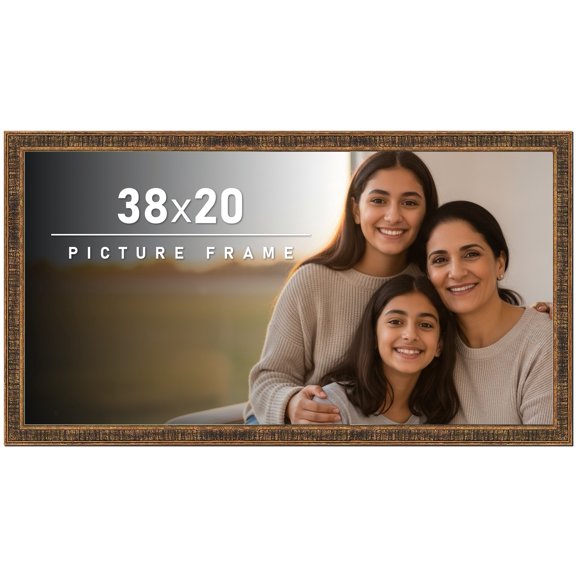 38x20 Frame Gold Picture Frame - Complete Modern Photo Frame Includes UV Acrylic Shatter Guard