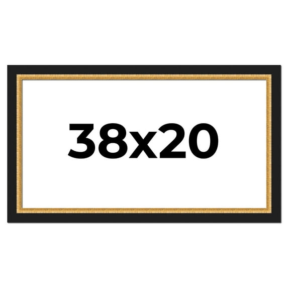 38x20 Frame Gold Real Wood Picture Frame Width 2.25 Inches | Interior Frame Depth 0.5 Inches |