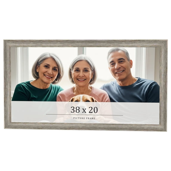 38x20 Frame Grey Solid Wood Picture Frame Width 1 Inches | Interior Frame Depth 0.5 Inches |