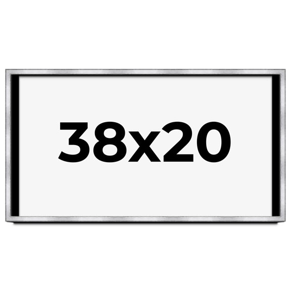38x20 Shadow Box Frame Silver | 1.375 Inches Deep Real Wood Contemporary Shadowbox Display Frame |