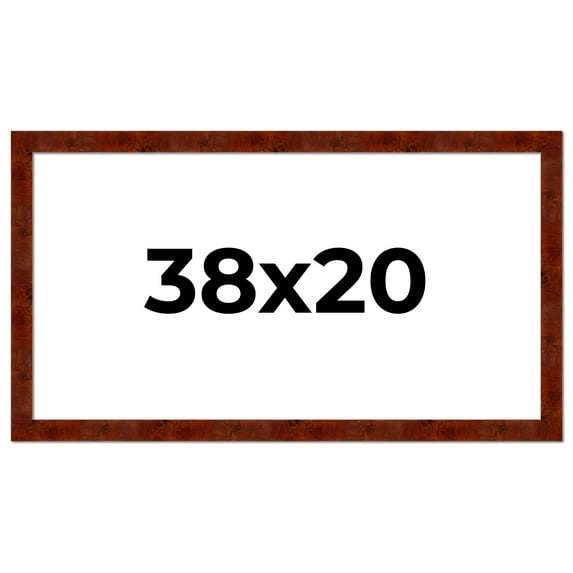 38x20 Walnut Brown Veneer Real Wood Picture Frame Width 1.75 inches | Interior Frame Depth 0.5