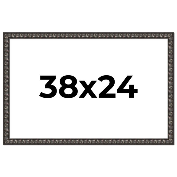 38x24 Frame Black-Brown Medieval Solid Wood Picture Frame | 1.5 Inch Moulding Width | Gotham