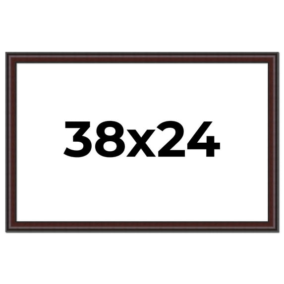 38x24 Frame Brown Round Mahogany Solid Wood Picture Frame | 1.625 Inch Moulding Width | with UV