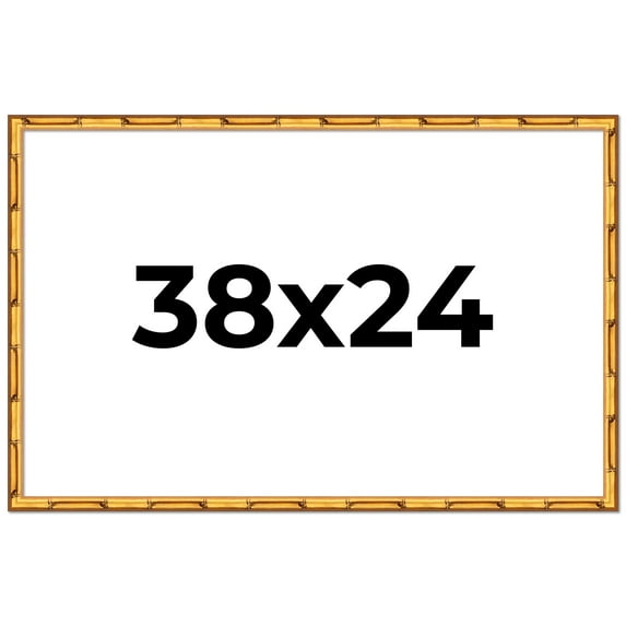38x24 Frame Gold Bamboo Picture Frame - Complete Modern Photo Frame Includes UV Acrylic Shatter