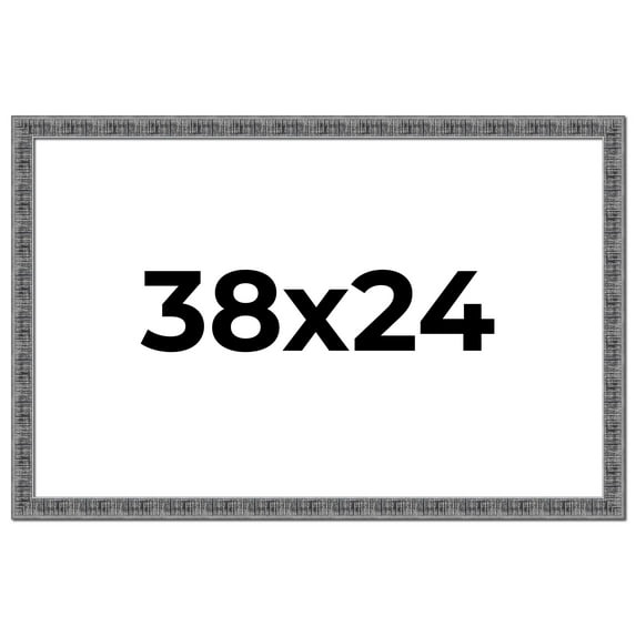 38x24 Frame Silver Black Rustic Sonoma Solid Wood Picture Frame | 1.5 Inch Moulding Width |