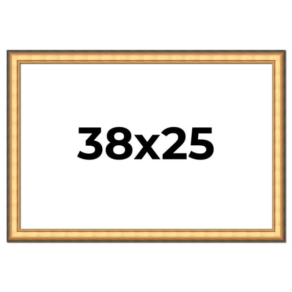 38x25 Frame Gold Plein Aire Solid Wood Picture Frame Width 2 Inches | Interior Frame Depth 0.5