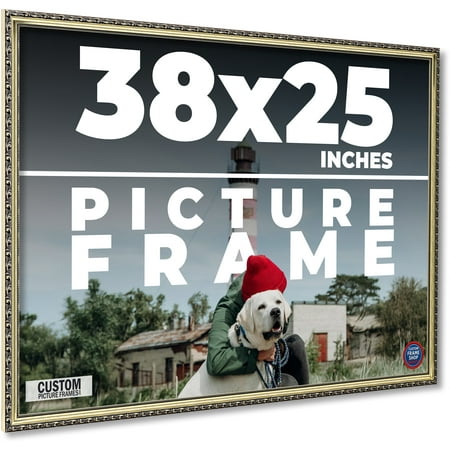 38x25 Frame Silver Solid Wood Picture Frame Width 1.125 Inches | Interior Frame Depth 0.375 Inches