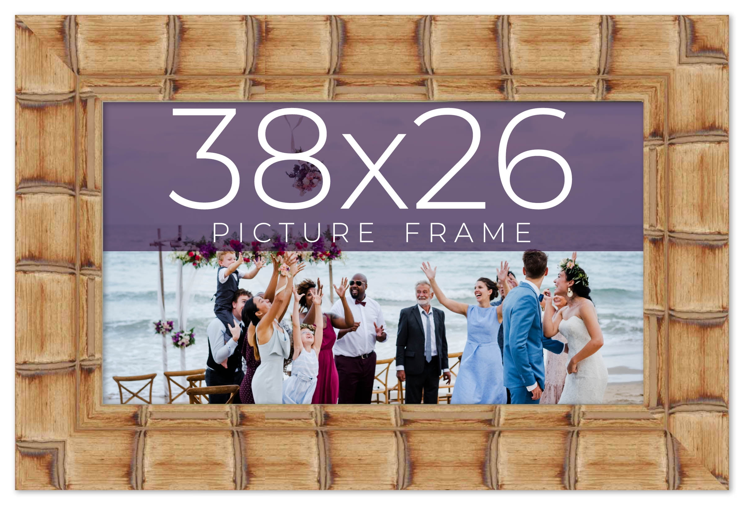 38x26 Traditional Gold Complete Wood Picture Frame with UV Acrylic, Foam Board Backing, & Hardware