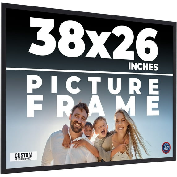 38x26 Frame Black Real Wood Picture Frame Width 0.75 inches | Interior Frame Depth 0.5 inches |
