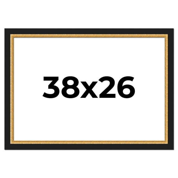 38x26 Frame Gold Real Wood Picture Frame Width 2.25 Inches | Interior Frame Depth 0.5 Inches |