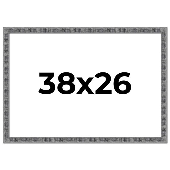 38x26 Frame Silver Black Rustic Sonoma Solid Wood Picture Frame | 1.5 Inch Moulding Width |