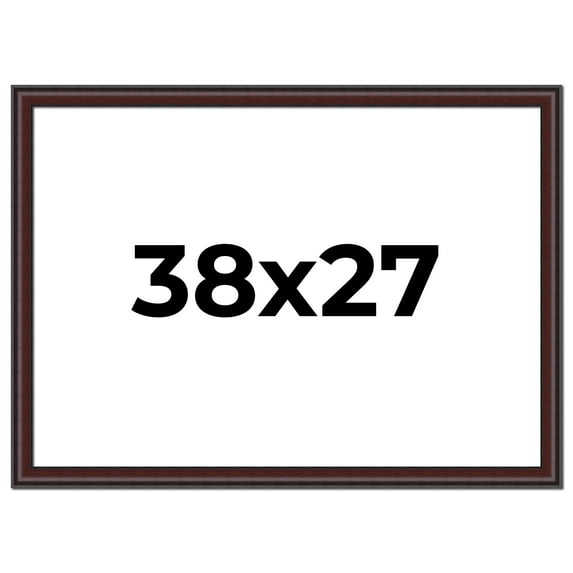 38x27 Frame Brown Round Mahogany Solid Wood Picture Frame | 1.625 Inch Moulding Width | with UV