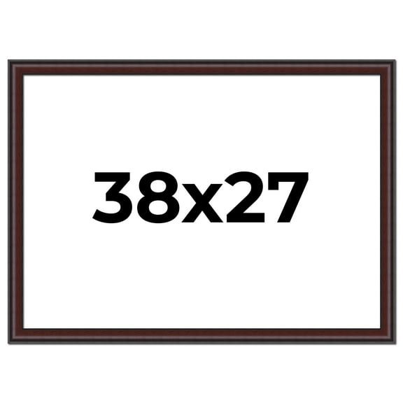 38x27 Frame Brown Round Mahogany Solid Wood Picture Frame | 1.625 Inch Moulding Width | with UV