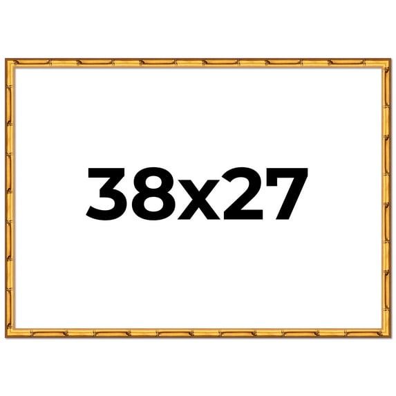 38x27 Frame Gold Bamboo Solid Wood Picture Frame | 1 Inch Moulding Width | Interior Frame Depth