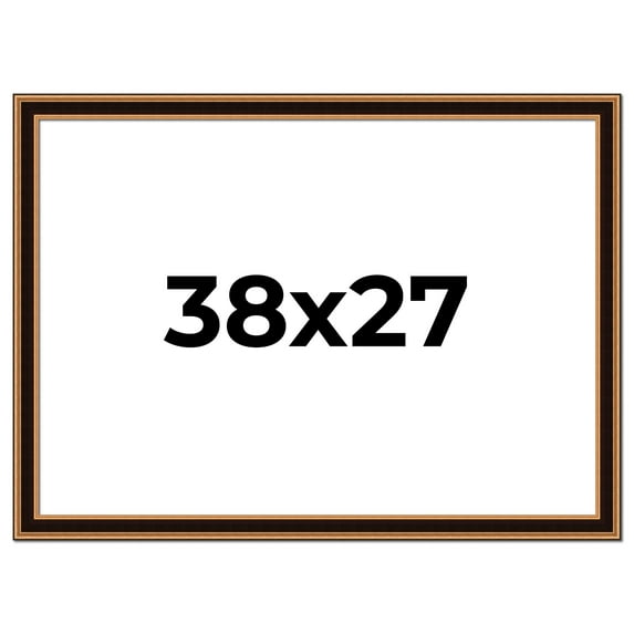 38x27 Frame Gold Brown Plein Air Vintage Solid Wood Picture Frame | 1.75 Inches Moulding Width |