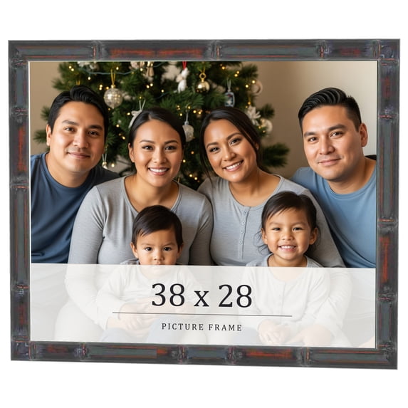 38x28 Frame Brown Bamboo with Dark Coffee/Walnut Finish | Solid Wood Picture Frame Width 0.75