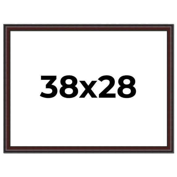 38x28 Frame Brown Round Mahogany Solid Wood Picture Frame | 1.625 Inch Moulding Width | with UV