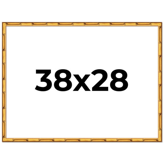 38x28 Frame Gold Bamboo Solid Wood Picture Frame | 0.75 Inch Moulding Width | Interior Frame Depth
