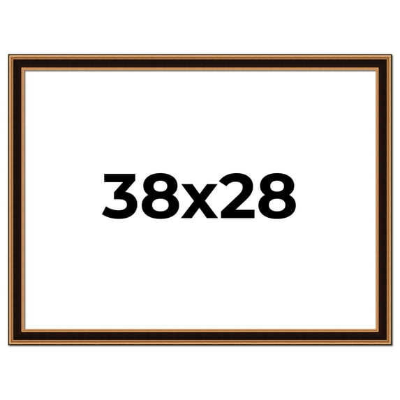 38x28 Frame Gold Brown Plein Air Vintage Solid Wood Picture Frame | 1.75 Inches Moulding Width |