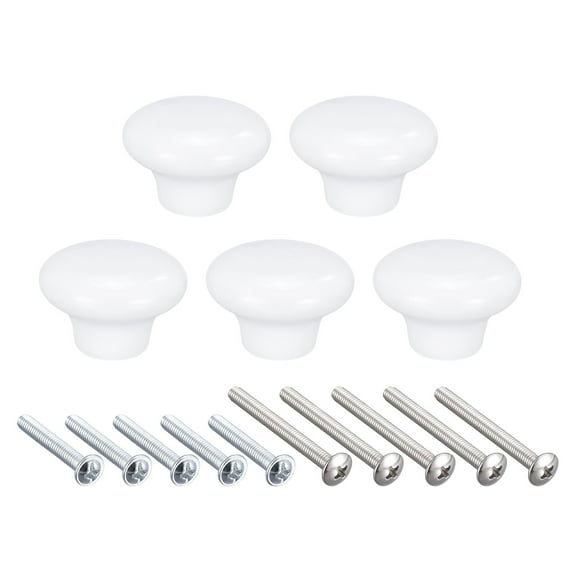 Uxcell 5pcs Ceramic Drawer Knobs Mushroom Shape Door Pull Handles White 38x28mm