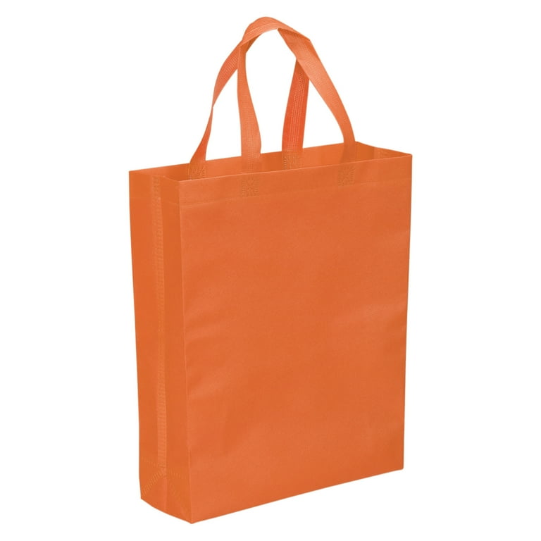 Unique Bargains 38x30cm Reusable Gift Bags 10pcs Non Woven Grocery Tote Bag for Travel Orange
