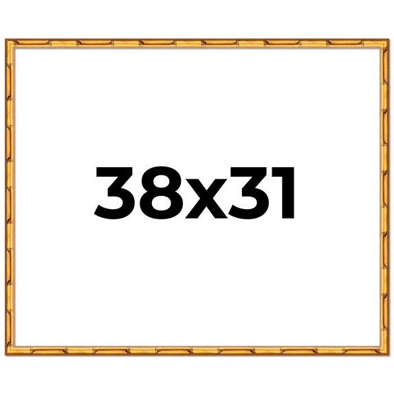 38x31 Frame Gold Bamboo Solid Wood Picture Frame | 1 Inch Moulding Width | Interior Frame Depth