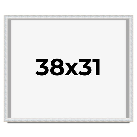 38x31 Shadow Box Frame Silver | 1.625 Inches Deep Real Wood Contemporary Shadowbox Display Frame |
