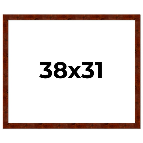 38x31 Walnut Brown Veneer Real Wood Picture Frame Width 1.75 inches | Interior Frame Depth 0.5