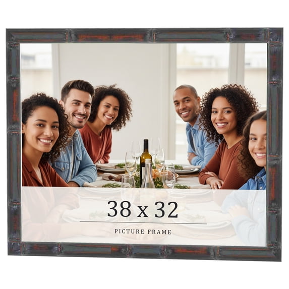 38x32 Frame Brown Bamboo with Dark Coffee/Walnut Finish | Solid Wood Picture Frame Width 0.75