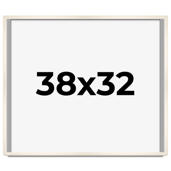 38x32 Shadow Box Cream of Wheat White Washed Display Frame | 0.875 Inches Deep Solid Wood Shadowbox