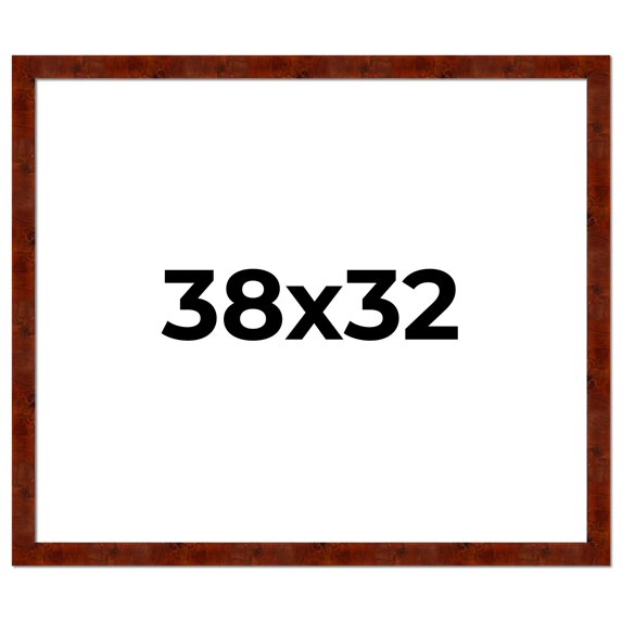 38x32 Walnut Brown Veneer Real Wood Picture Frame Width 1.75 inches | Interior Frame Depth 0.5