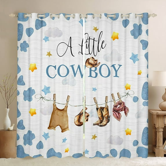 38x45 inch Cowboy Curtains,Western Cow Print 30%-50% Blackout Curtains 30-50%,Farmhouse Cow Texas Stars Curtains Drapes,West Booth Window Curtains 2 Panels for Bedroom