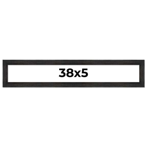 38x5 Frame Black Rustic Barnwood Solid Wood Picture Frame | 1.5 Inch Moulding Width | Includes UV