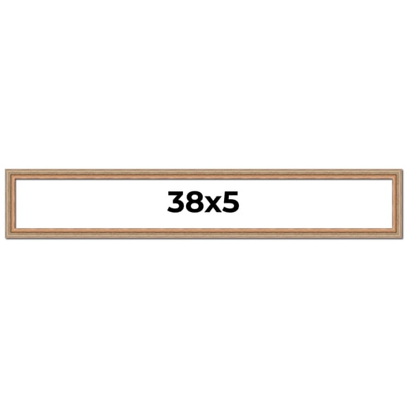 38x5 Frame Brown 60's Wooden Cabinet Solid Wood Picture Frame | 1 Inch Moulding Width | Complete