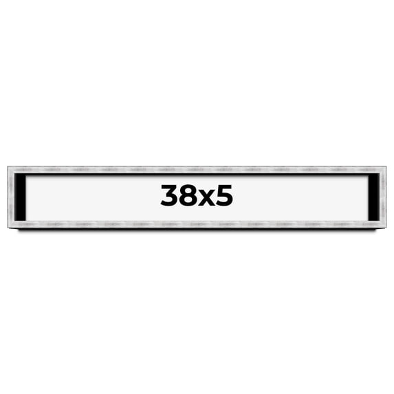 38x5 Frame Brushed Silver Solid Wood Picture Frame | 0.75 Inch Moulding Width | Rabbet Depth 0.75