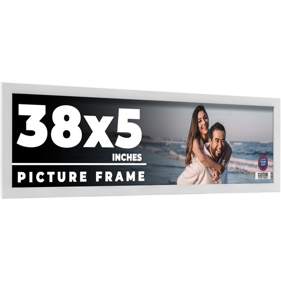 38x5 Frame White Real Wood Picture Frame Width 0.75 inches | Interior Frame Depth 0.5 inches |