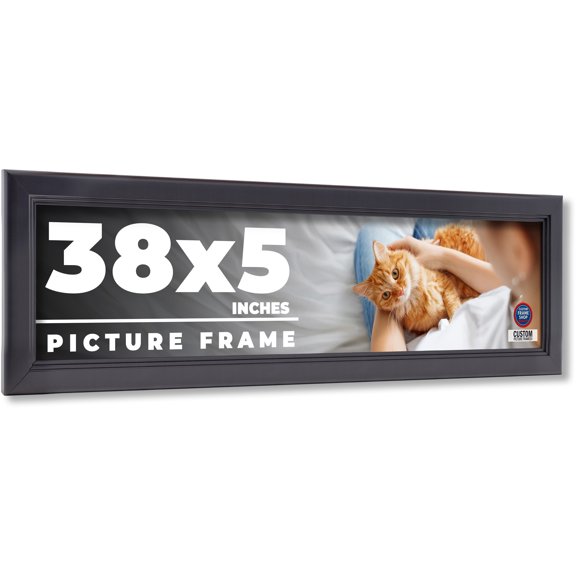 38x5 IN Frame Black Passaggi Solid Wood Picture Frame Width 1.5 Inches | Interior Depth 0.5 Inches