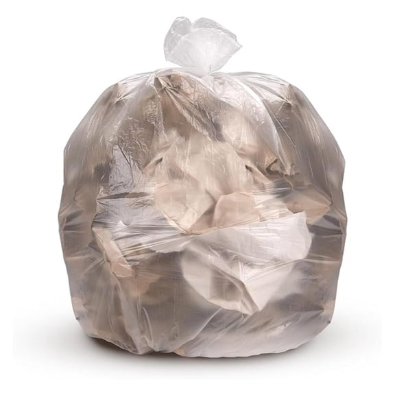 38x58 Natural Trash Bags - 200 Count, 14 Mic, 60 Gal, Industrial-Strength
