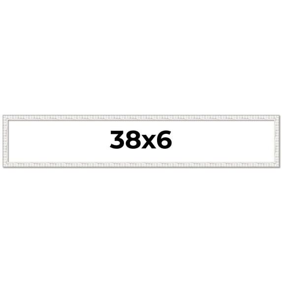 38x6 Frame White Scuffed Rustic Solid Wood Picture Frame | 0.75 Inch Moulding Width| Includes UV