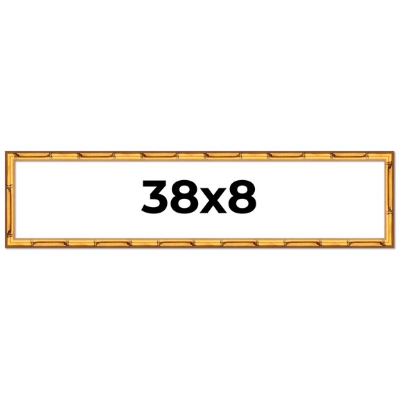 38x8 Frame Gold Bamboo Picture Frame - Complete Modern Photo Frame Includes UV Acrylic Shatter